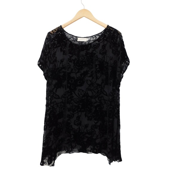 Love And Liberty Tops - Love And Liberty Black Velvet Burnout Floral Sheer Blouse Top Womens Large L